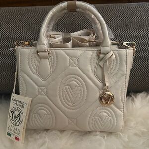 Valentino Orlandi Cream Quilted Satchel